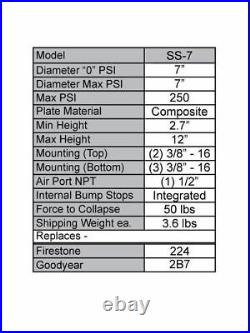 3/8 Front & Rear Slam SS7 Air Ride Suspension Bag & Shock Kit For 1963-64 Cadi
