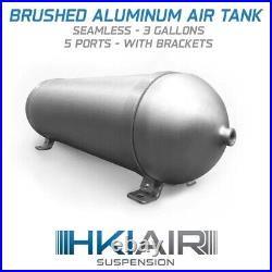 3 Gallon 5 Port Air Tank Brushed Aluminum Seamless Spun Air Ride Suspension