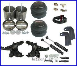 92-98 Silverado Front Air Ride Kit Bolt in Bags Drop Spindle Shock Relocator