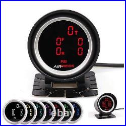 Air Bag Suspension Pressure Gauge Kit 7 Color 5 Digital 290 PSI for Air Ride