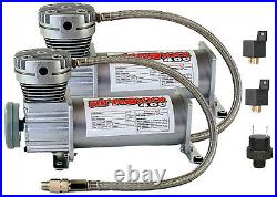 Air Ride Compressors Two Pewter 400 & 5 Gallon Steel Air Tank 120 psi on 150 off