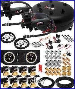 Air Suspension Kit/system For Truck/car Bag/ride/lift Dual Compressor, 4g Tank