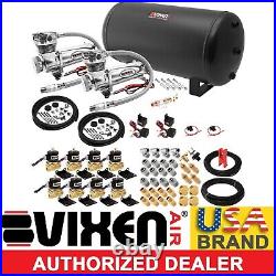 Air Suspension Kit/system For Truck/car Bag/ride/lift, Dual Compressor, 6g Tank
