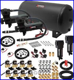 Air Suspension Kit/system For Truck/car Bag/ride/lift Dual Compressor, 6g Tank
