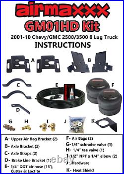 Air Tow Bag Kit With In Cab Control Fits Chevy 2001-2010 8 Lug Truck Lifted 4