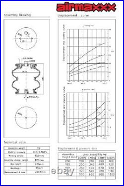 Airmaxxx 2 bags 2600 lb & 1/4 hose elbow for truck tow kit air ride suspension