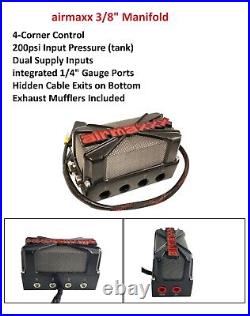 Airmaxxx Air Ride Suspension Kit 3/8 Manifold Bags 480 Black For 1958-64 Impala