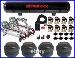 Airmaxxx Chrome 480 Air Compressors 1/2npt 2600 Bags Black 7 Switch Box & Tank
