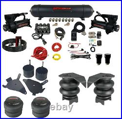 Black Air Ride Suspension Kit Manifold Valve Bags Seamless 1982-04 Chevy S10 2wd