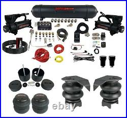 Black Air Ride Suspension Kit withVU4 Manifold Valve Bags Tank For 88-98 Chevy C15