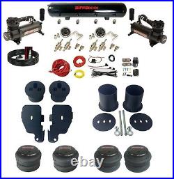 Black Manual Air Ride Suspension Kit 3/8 DLOE Valves Bags Brackets 65-70 Impala