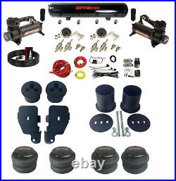 Black Manual Air Ride Suspension Kit 3/8 DLOE Valves Bags Brackets 65-70 Impala