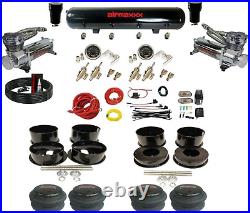 Chrome Manual Air Ride Suspension Kit 3/8 DLOE Valve Bag Bracket 73-96 GM B-Body