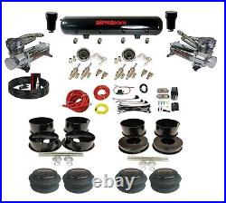 Chrome Manual Air Ride Suspension Kit 3/8 DLOE Valve Bag Bracket 73-96 GM B-Body