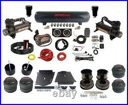 Complete Air Ride Suspension Kit 3/8 Manifold Bag 480 Black For 64-72 GM A-Body