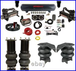 Complete Air Ride Suspension Kit 3/8 Manifold Bags 480 Black For 07-18 Chev 2wd