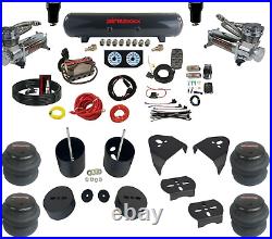 Complete Air Ride Suspension Kit 3/8 Manifold Bags 480 Chr For 99-06 GM 1500 2wd