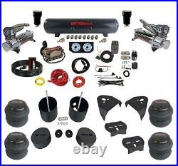 Complete Air Ride Suspension Kit 3/8 Manifold Bags 480 Chr For 99-06 GM 1500 2wd