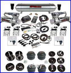 Complete Air Ride Suspension Kit Air Lift 27695 3/8 3H 580 Chrome For 65-70 Cadi