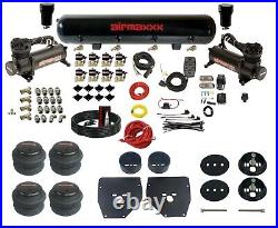 Complete FASTBAG 3/8 Air Ride Suspension Kit Bags Black For 63-72 Chevy C10 2wd