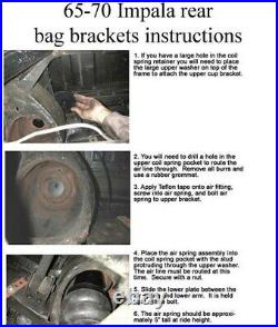 Front Air Ride Suspension Bag Bracket Shock Relocate Mount Kit For 65-70 Impala