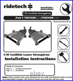 RideTech StrongArm Upper Lower Front Air Ride Suspension Kit Fits C10 1973-87