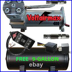 V 480C Air Compressor Ride 200psi rated FREE 9 Gl Black Tank/7-Switch Cont