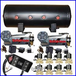 V Air Compressors Airbagit DC100 1/2 Valves Air Bag Management 3-Gal 7 Switch