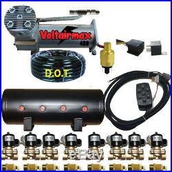 V Z18 Airbagit 200psiCompressor 3/8Valves Airhose 8Port Tank 14Switch Pswitch